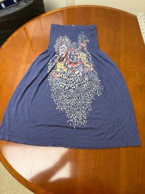 M. Rena Navy Strapless Floral Print Dress
